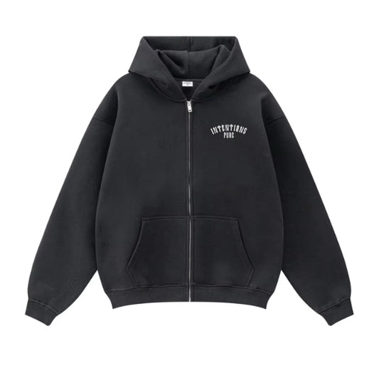 Intentions Pure Zip-Up Hoodie - Obsidian Black