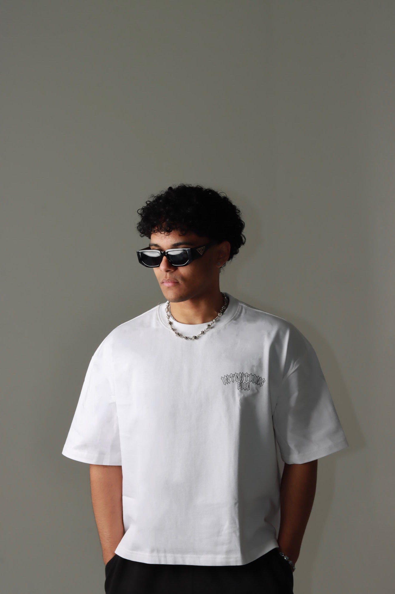 Premium Oversized Boxy Cropped Tee in Arctic White
