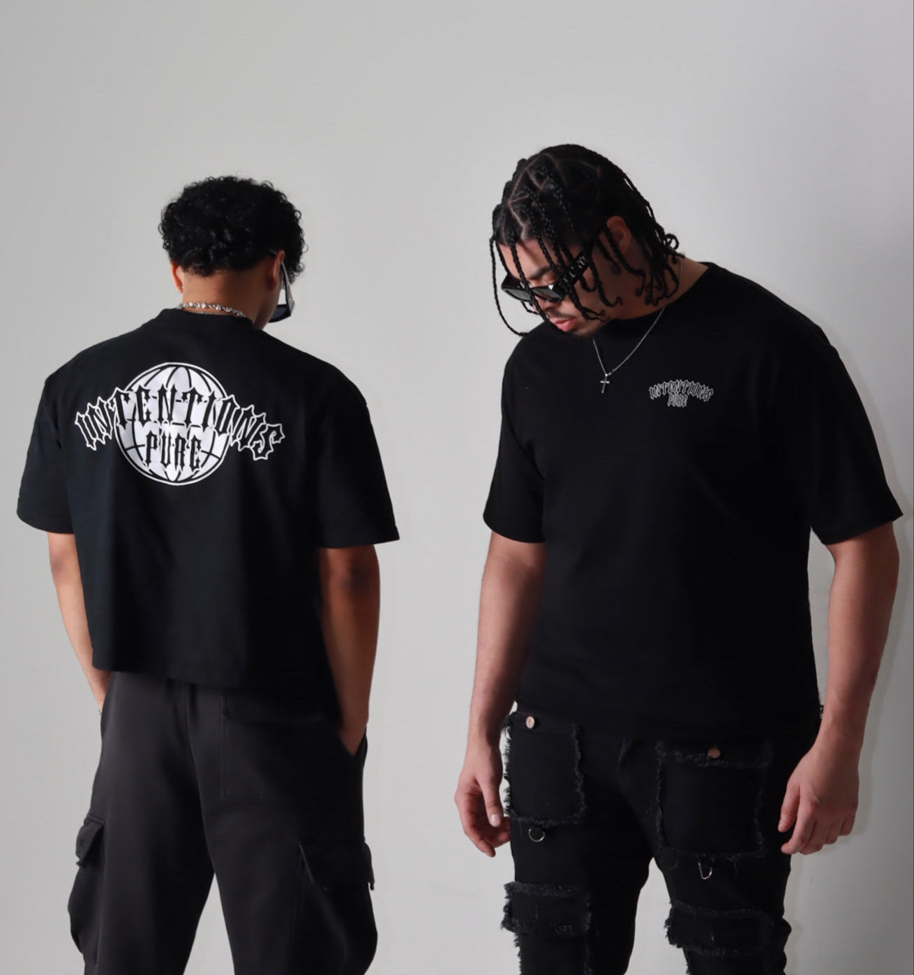 Premium Oversized Boxy Cropped Tee in Obsidian Black