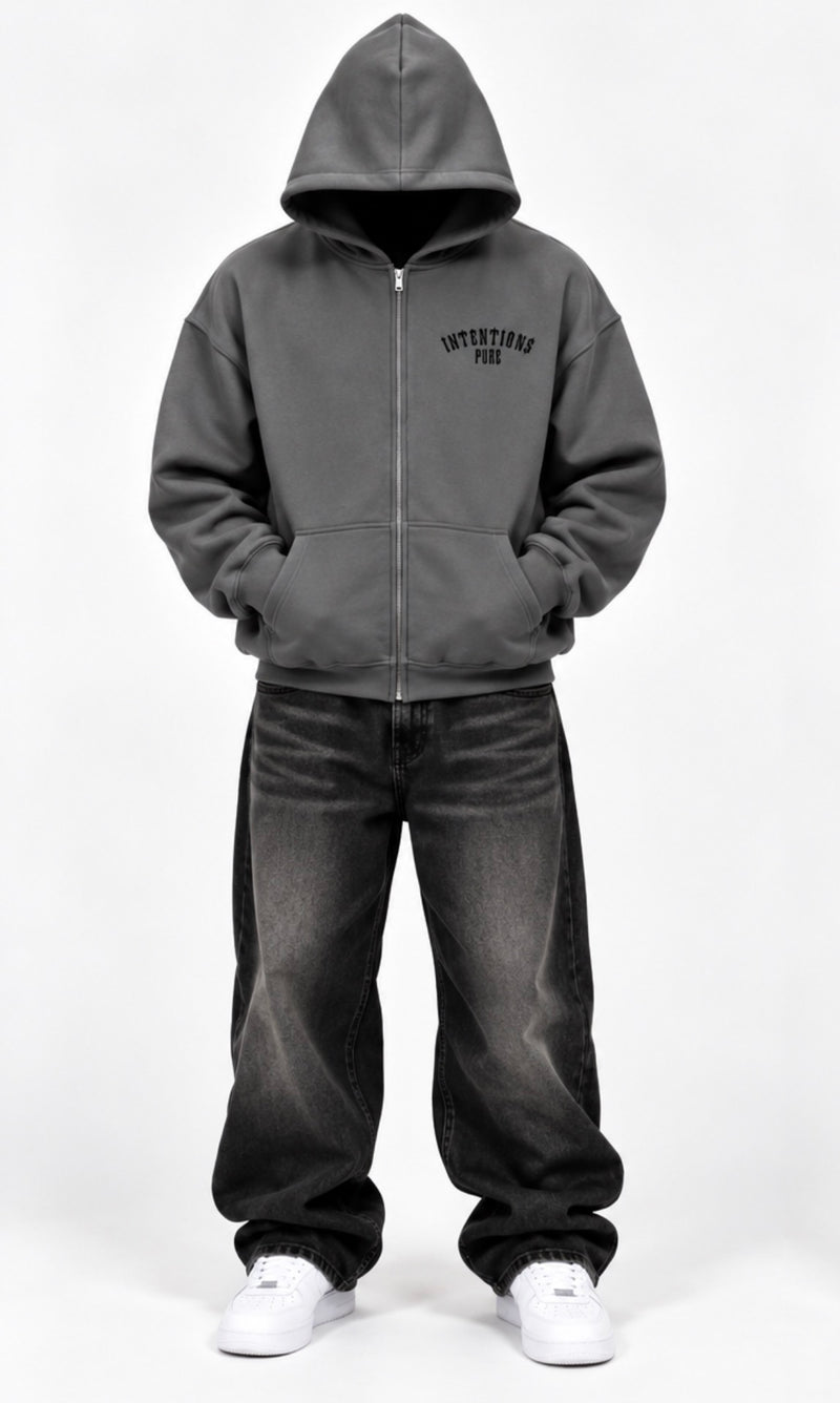 Zip-Up Hoodie - Ash Gray