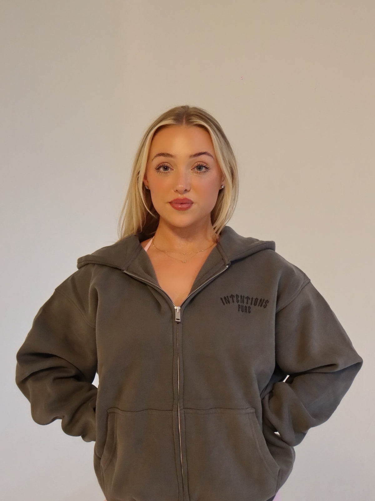 Intentions Pure Zip-Up Hoodie - Ash Gray